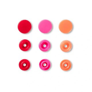 30 Prym Love Color Snaps in rot, rosa und blassorange, Durchmesser 12,4 mm