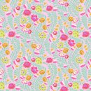 Patchworkstoff mit Blumenmuster in lila, pink und...